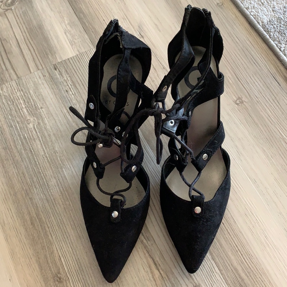 Lace up black pointed heels G by Guess Size 7.5